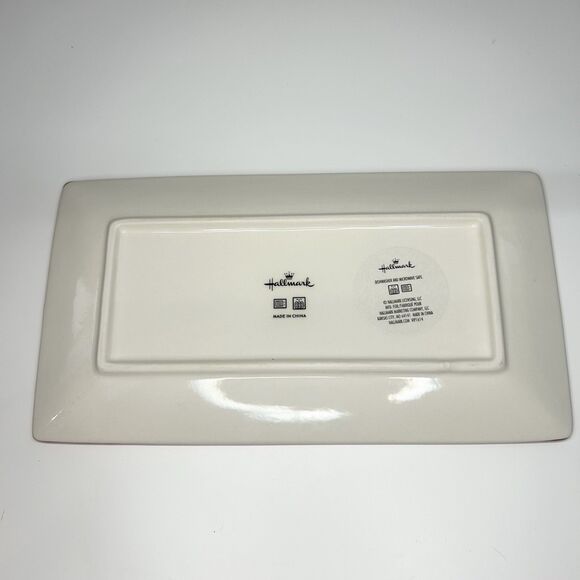 Hallmark Red & White Snowflake Design Rectangular Tray Dish Christmas Holiday - Picture 4 of 5